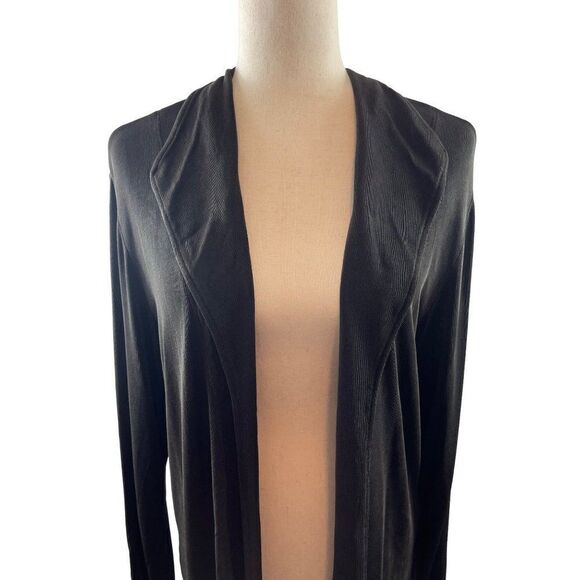 Chico's Travelers Slinky Acetate Open Cardigan Size 2 Large Chocolate Brown USA - Picture 2 of 8